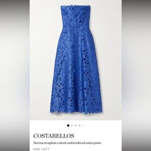 Costarellos Narina Strapless Embroidered floral Satin Gown